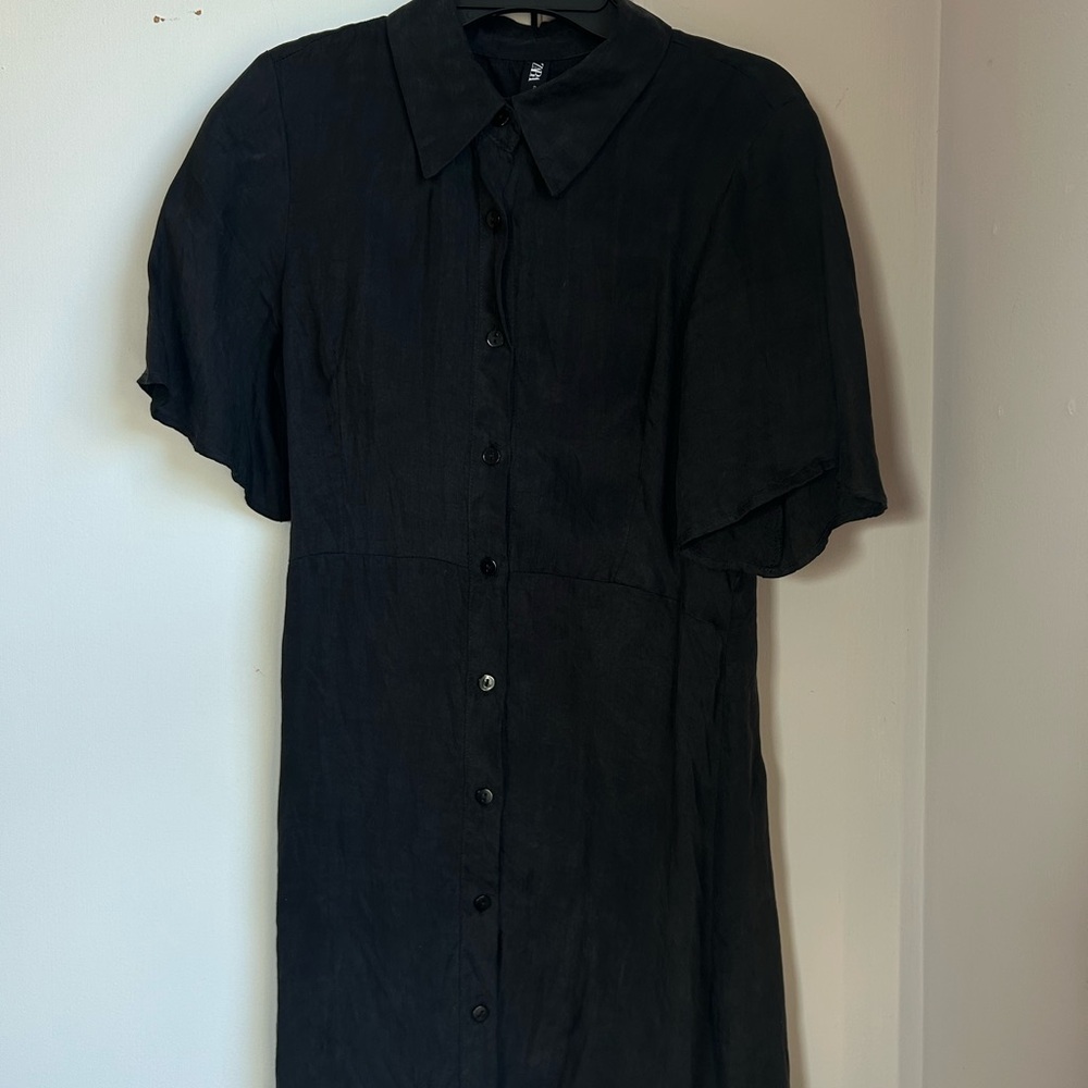 Zara Black Button-Up Dress